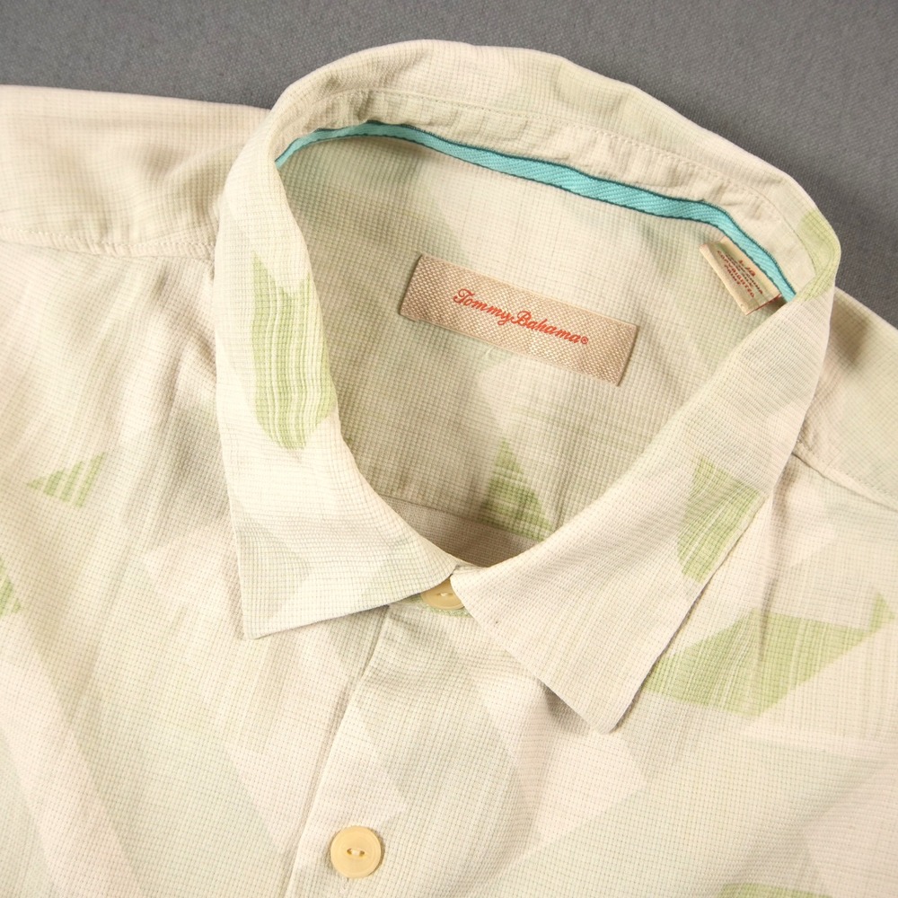 Tommy Bahama Silk Geometric Abstract Mens Vacation Beach Aloha Hawaiian Shirt L